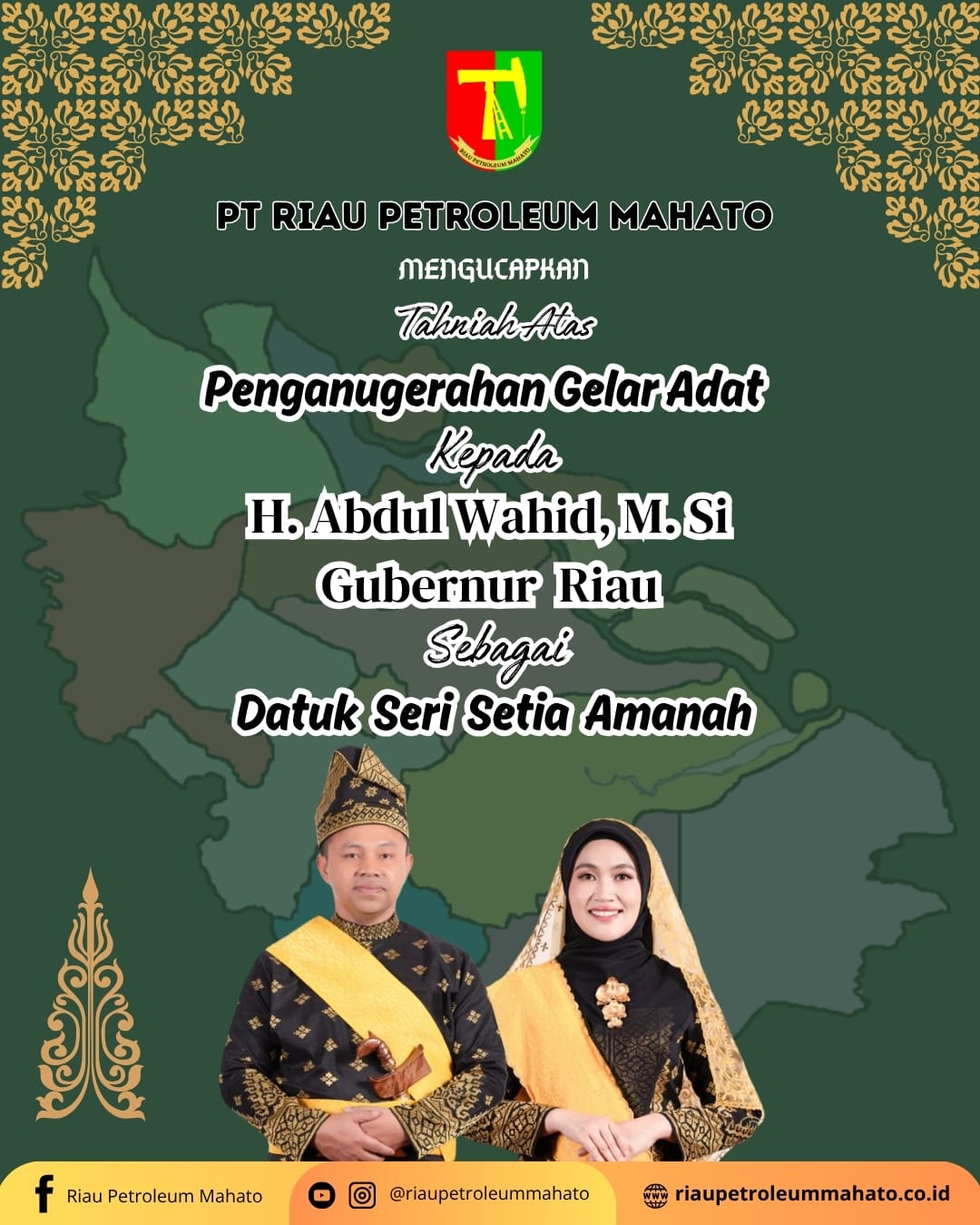 Gubernur Riau Abdul Wahid resmi menyandang gelar adat Datuk Seri Setia Amanah 